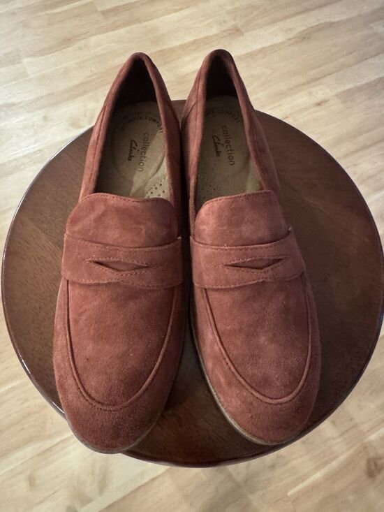 Clarks Shoes - Clarks Brown Suede Slip-On Loafer Trish Rose Mahogany Women's Size 7 NWOB